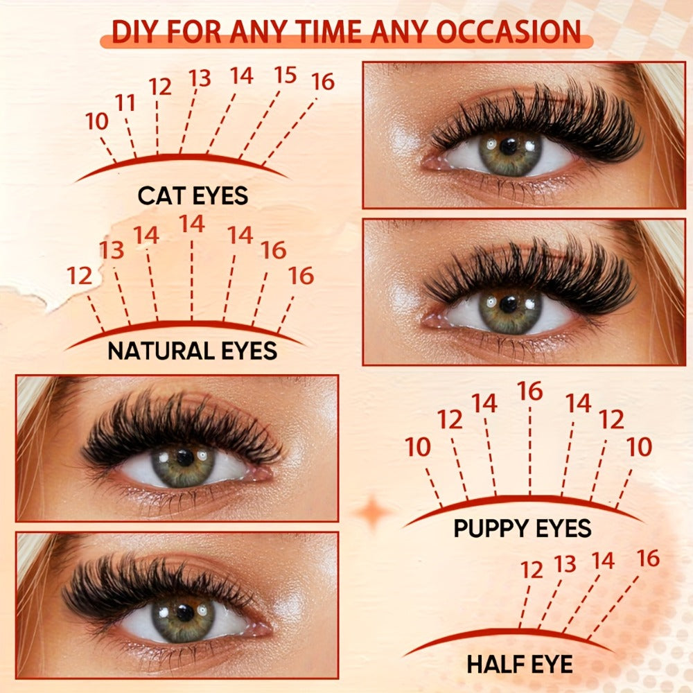 100D Volume Cluster Lashes DIY Individual Lash Extension Kit – Soft Reusable Single Clusters for Full Thick Dramatic Lash Look, Beginner & Pro Friendly Home Salon Use - product image 5