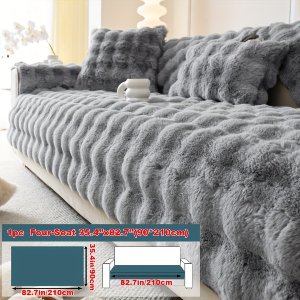 Faux Rabbit Plush Sofa Cover Winter Warm Thickened Anti-Slip Pet Friendly Cushion Protector for Living Room Bedroom Office 1 2 3 4 Seater - product image 29