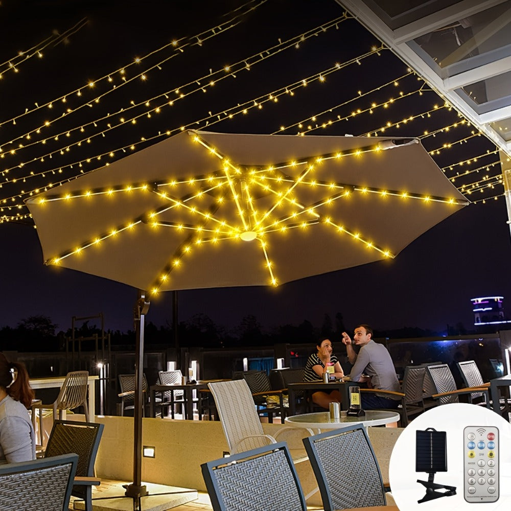Solar Patio Umbrella Light 104 LED – 8 Modes Remote Control Outdoor Market Umbrella Lamp | Solar Powered Warm White Light for Backyard, Deck, Poolside, Beach, Garden & Camping | Ba - product image 5