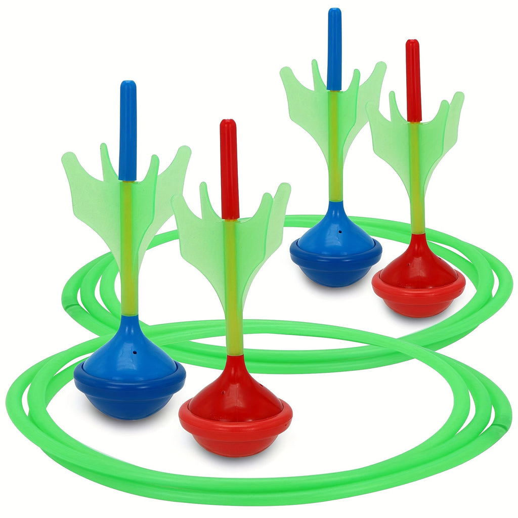 6 Piece Soft Tip Rubber Dart Set with 2 Target Rings for Kids & Adults, Outdoor Yard Camping Family Fun, Christmas Birthday Gift for Boys & Girls – Lawn Darts Game Set Glow in the Dark
