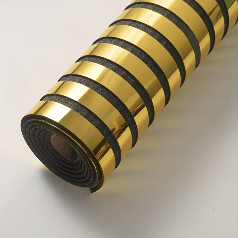 Luxury Mirror 3D Wallpaper Roll Self Adhesive Peel and Stick PVC Vinyl Film Grid Vertical Stripe Pattern for TV Wall Sofa Background Bedroom Living Room Decor Mirror Gold Silver Wa - product image 3
