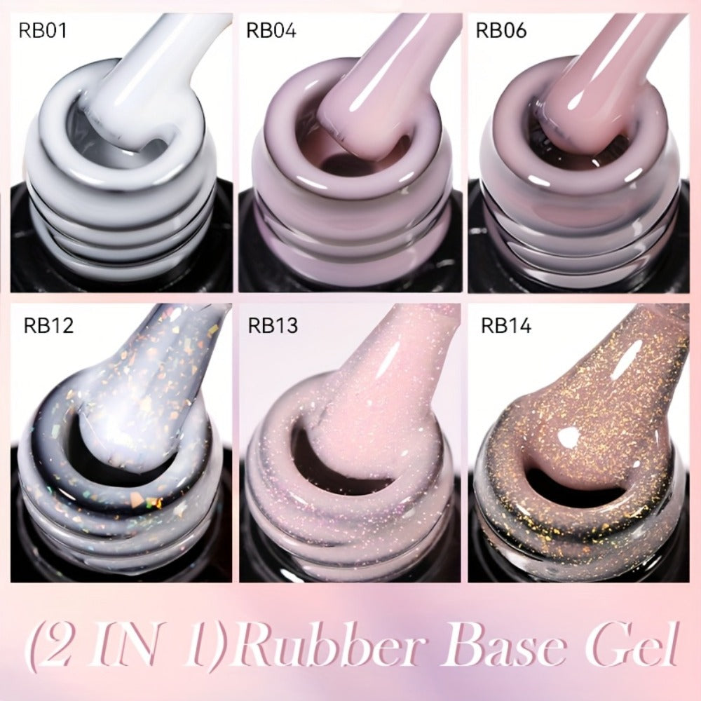 Rubber Base Gel Polish Set 6pcs Nude Pink 2-in-1 Builder Base Coat – Self-Leveling Soak Off UV LED Semi-Permanent Long-Lasting Gel Manicure Kit 0.24oz Each for DIY & Salon Nail Art - product image 7