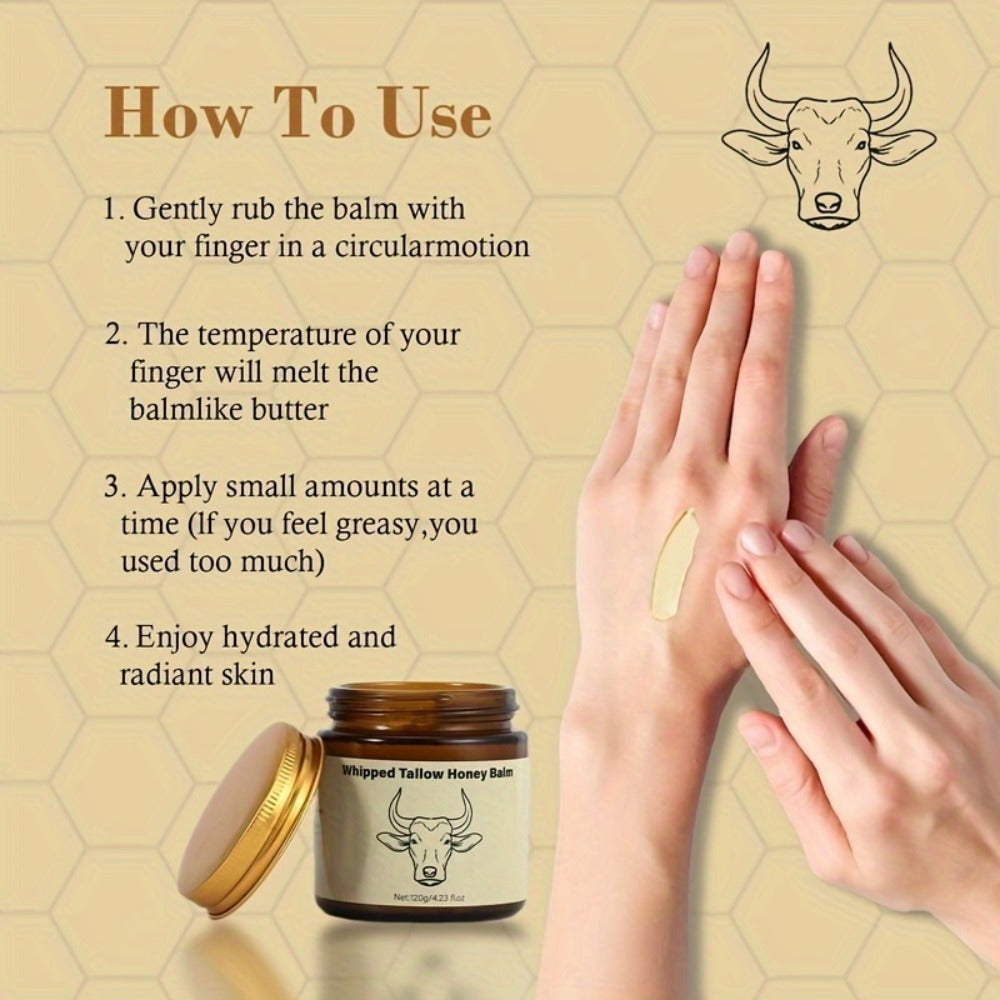 Whipped Beef Tallow Balm for Face & Body 4oz - Grass-Fed with Honey, Natural Non-Greasy Deep Moisturizer for Dry & Sensitive Skin, Vitamins A D E K, Unrefined Formula for Women & M - product image 4
