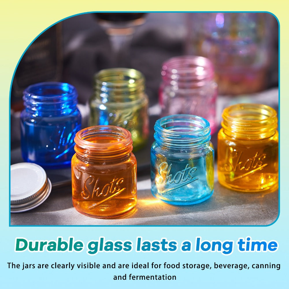 Mason Jar Shot Glasses 36 Pcs with Lids – 2 Oz Dishwasher Safe Mini Shooter Glasses – Perfect for Wedding Party Favors, Home Bar, Desserts, Halloween & Christmas Gift – Fresh Color - product image 4