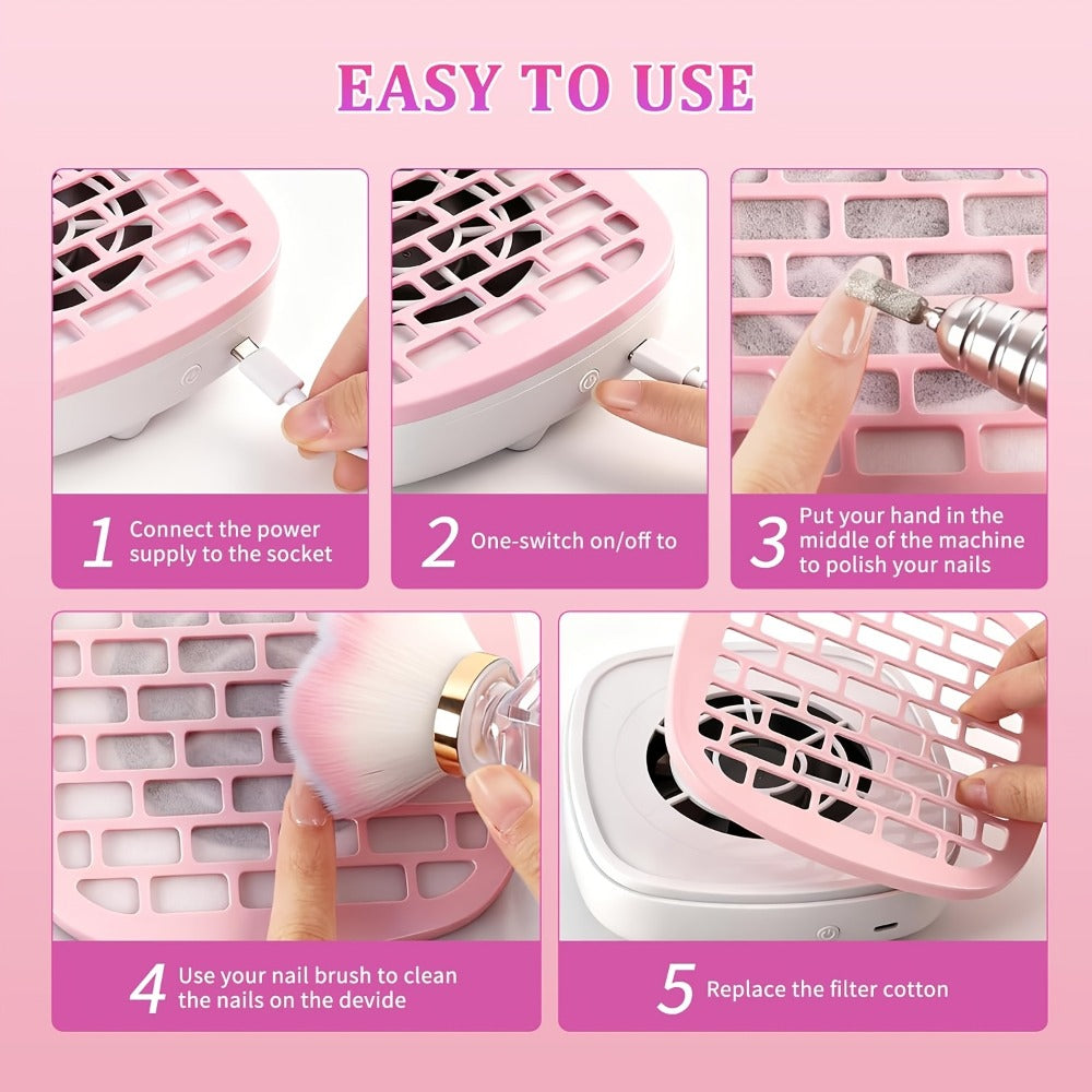 Nail Dust Collector Mini USB Electric Vacuum Cleaner with 10 Filter Pads & Strong Suction – Portable Nail Dust Suction Machine for Acrylic Gel Filing, Home Nail Station, Salon & Tr - product image 4