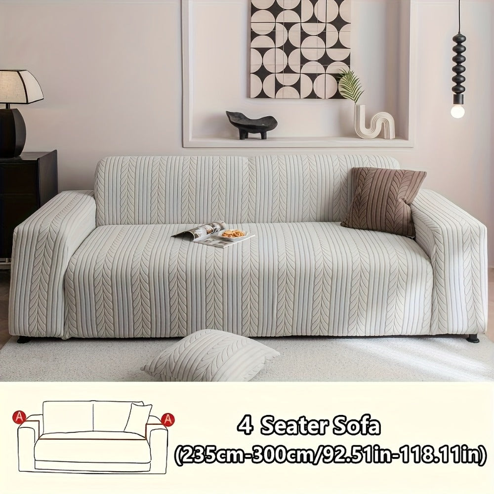 Sofa Cover Stretchy Washable Slipcover for 1 2 3 4 Seater Couch, Zigzag Textured Fabric, Scratch Slip Resistant Furniture Protector, Cream White Light Grey Dark Gray Coffee Brown - product image 13