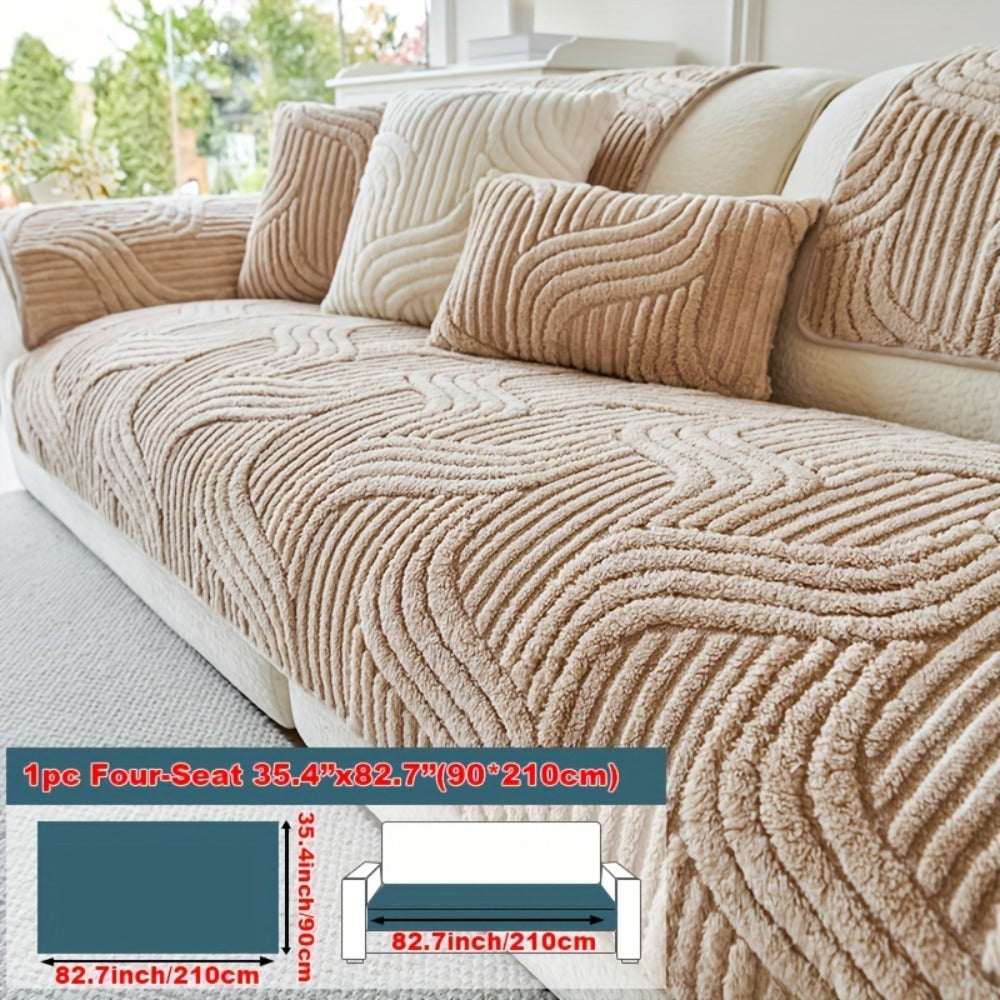 Stretch Velvet Sofa Cover Non-Slip | Plush Shu Velveteen Couch Slipcover, Modern Luxury Pet Friendly Machine Washable, 2 3 4 Seat, Armrest & Pillowcase, Living Room Bedroom Office - product image 10