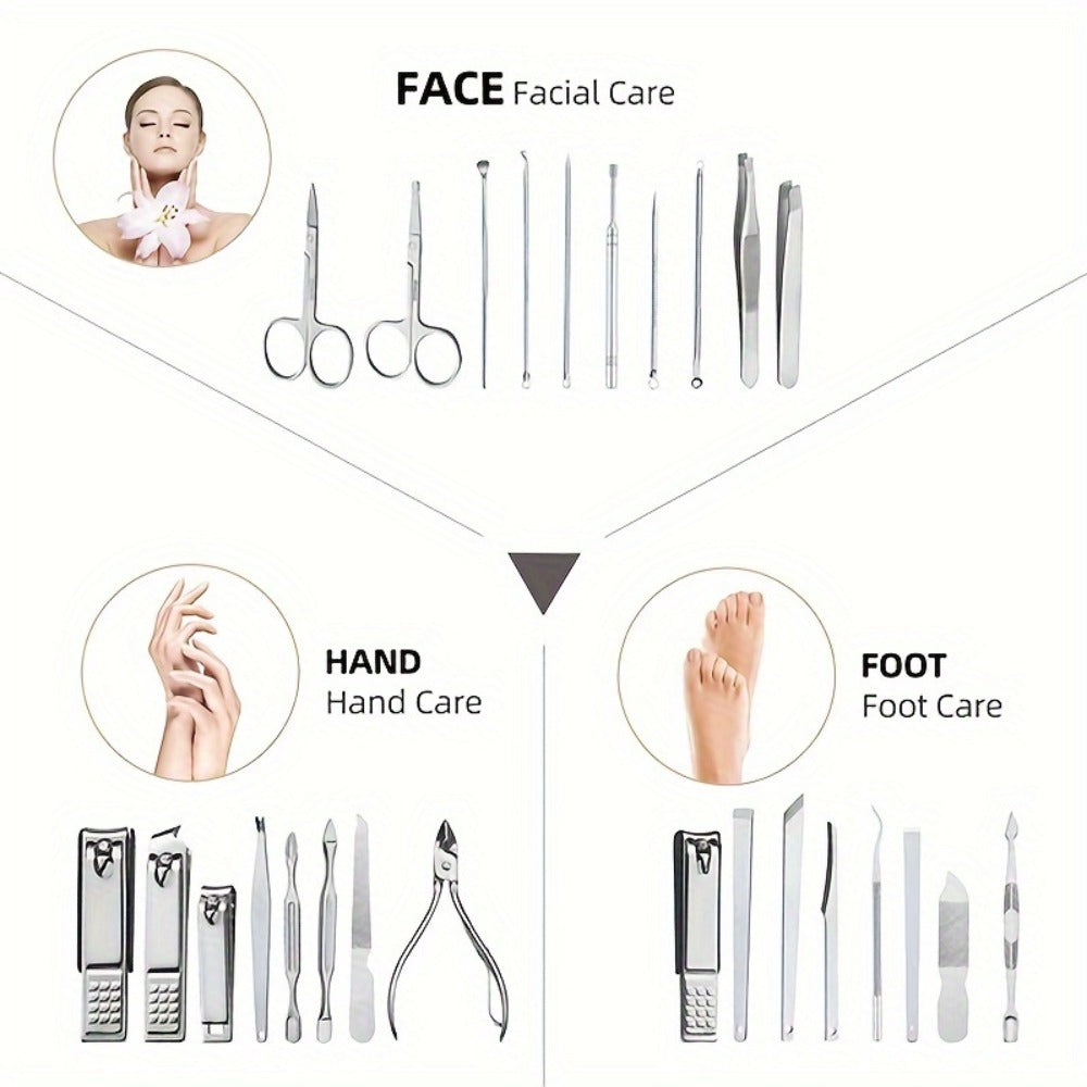 Manicure Pedicure Set 26pcs Pink Stainless Steel – Precision Nail Clippers Cuticle Nipper & Dead Skin Scissors 45° Blade Professional Grooming Kit for Women & Men, Elegant Gift Set - product image 6