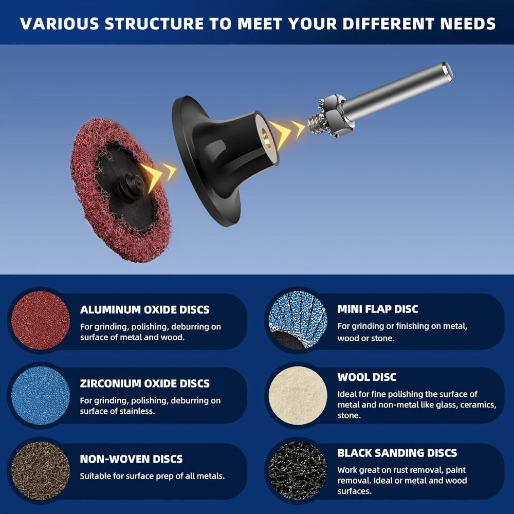 108pcs 2 Inch Sanding Discs Set with 1/4" Holder – Roloc Quick-Change Surface Conditioning Discs for Die Grinder, Rust & Paint Removal, Polishing & Grinding - product image 3