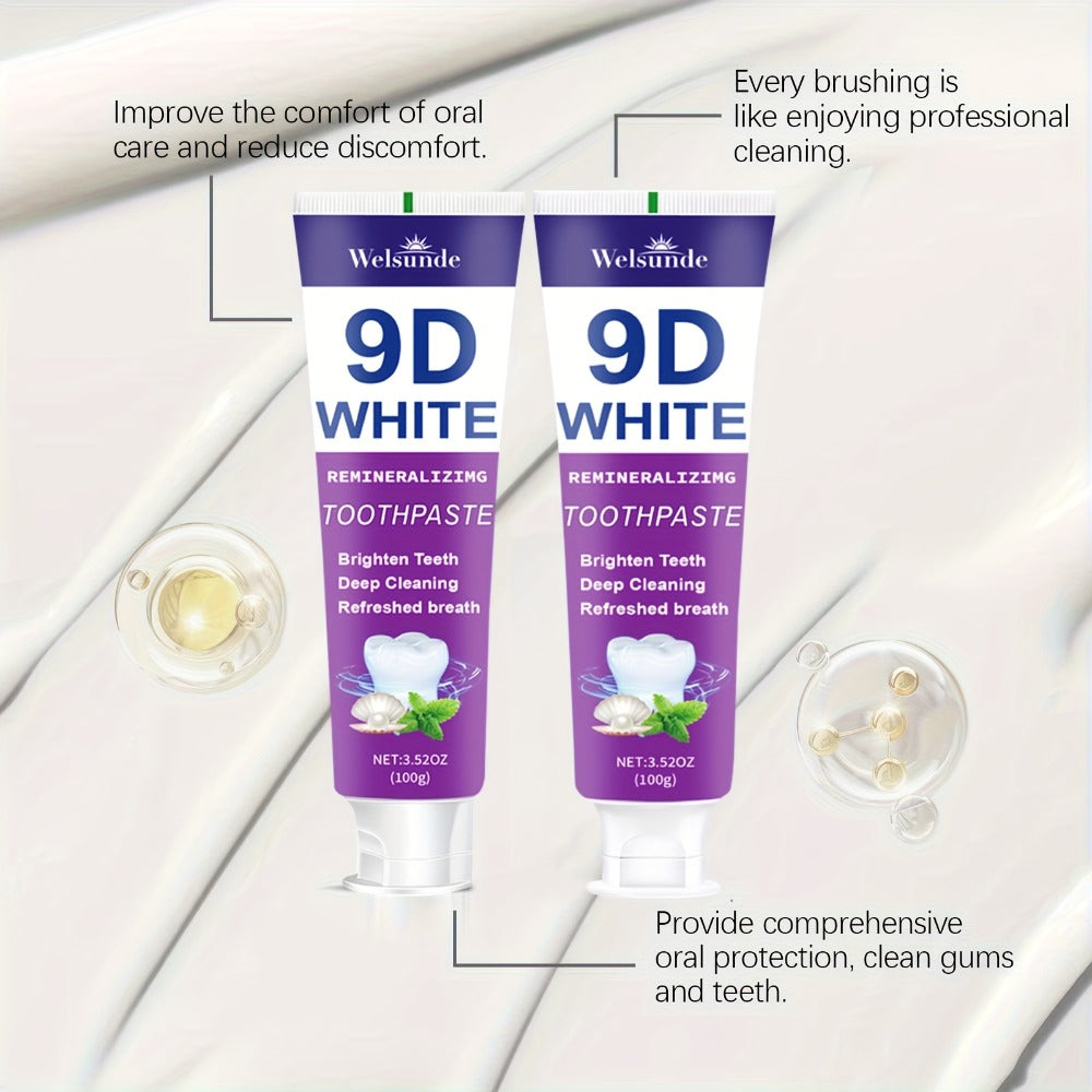 Purple Toothpaste 2pcs Hydroxyapatite Whitening Deep Cleaning European Formula Mint Flavor Fresh Breath Gentle on Gums Travel Size 100g Oral Care Gift for Women Men Sensitive Teeth - product image 5