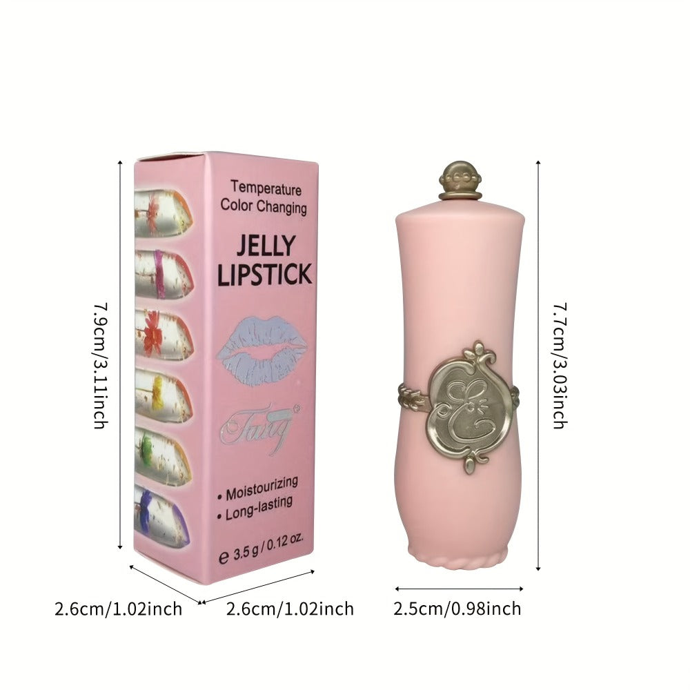 Color Changing Lip Balm Set 6PCS Flower Jelly Lipstick Thermostat Tinted Moisturizing Peach Flavor - Glossy Natural Look Lip Care Gift for Women Girls Pink Black - product image 6