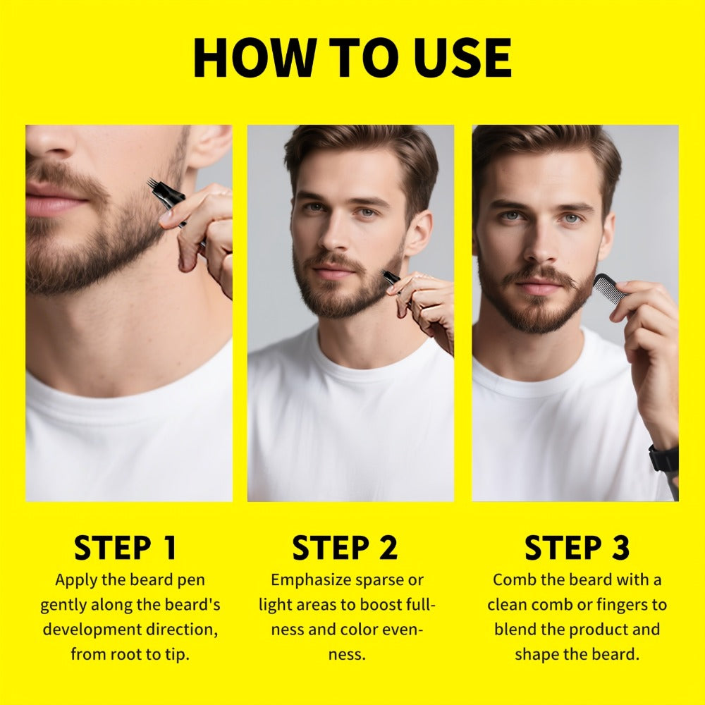 Beard Filler Pencil with Brush — Waterproof Long-Lasting Beard Pencil for Fuller Thicker Beard | Fills Sparse Patchy Beard & Mustache | Men's Grooming Tool | Black & Dark Brown | 1 - product image 2