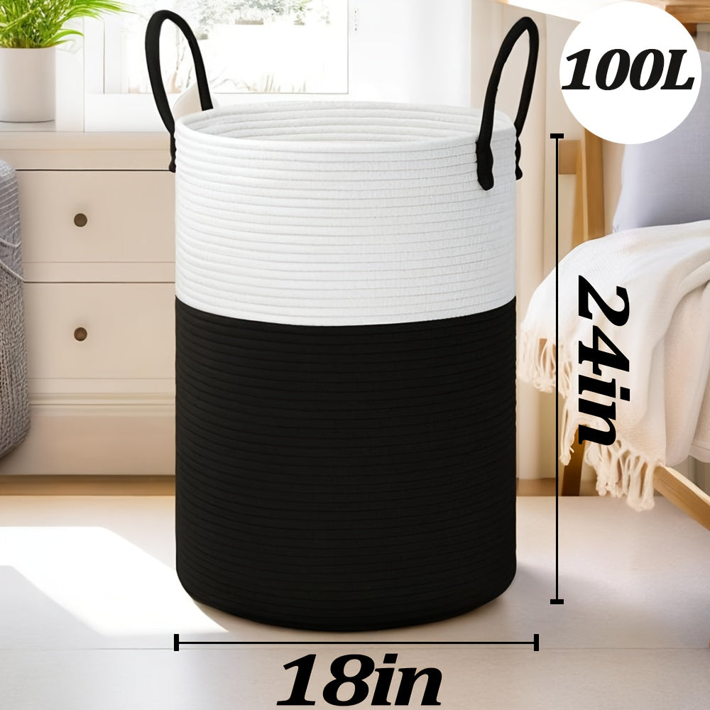 Collapsible Laundry Basket, Woven Rope Laundry Hamper, 12.15gal/15.85gal/21.13gal/26.42gal Laundry Bag for Decor Storage of Dirty Clothes, and Blankets in - product image 25