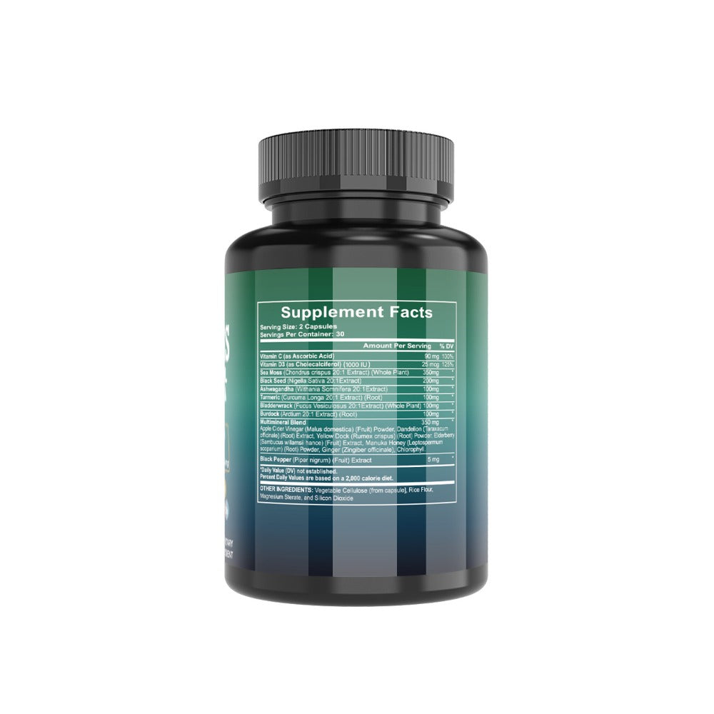 Sea Moss Capsules 3-Pack 180 Count with Black Seed Oil, Ashwagandha, Turmeric & Bladderwrack - Multimineral Thyroid, Immune, Gut & Anti-Inflammatory Wellness Blend with Vitamin C D - product image 6