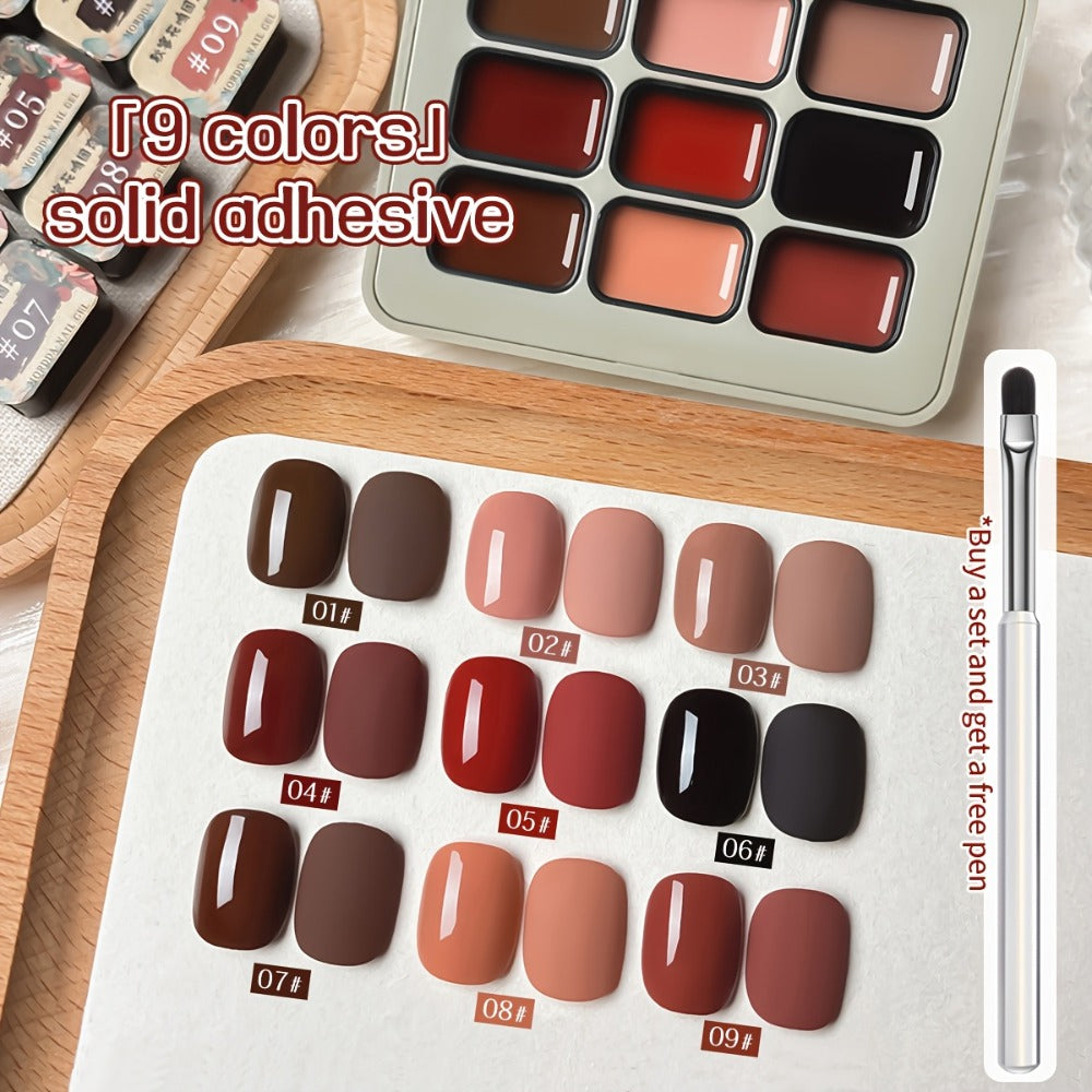 Gel Nail Polish Set 9 Colors Autumn Harvest High Saturation Soak-Off LED — Alcohol-Free Long-Lasting Solid Gel Polish Kit with Light Therapy Pen for Salon & Home Manicure - product image 4