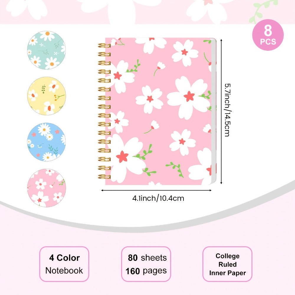 A6 Spiral Notebooks 8 Pack - Floral Design College Ruled Journals with Tear-Off Pages | Portable Memo Pads for Students & Office | Gift Set - product image 4