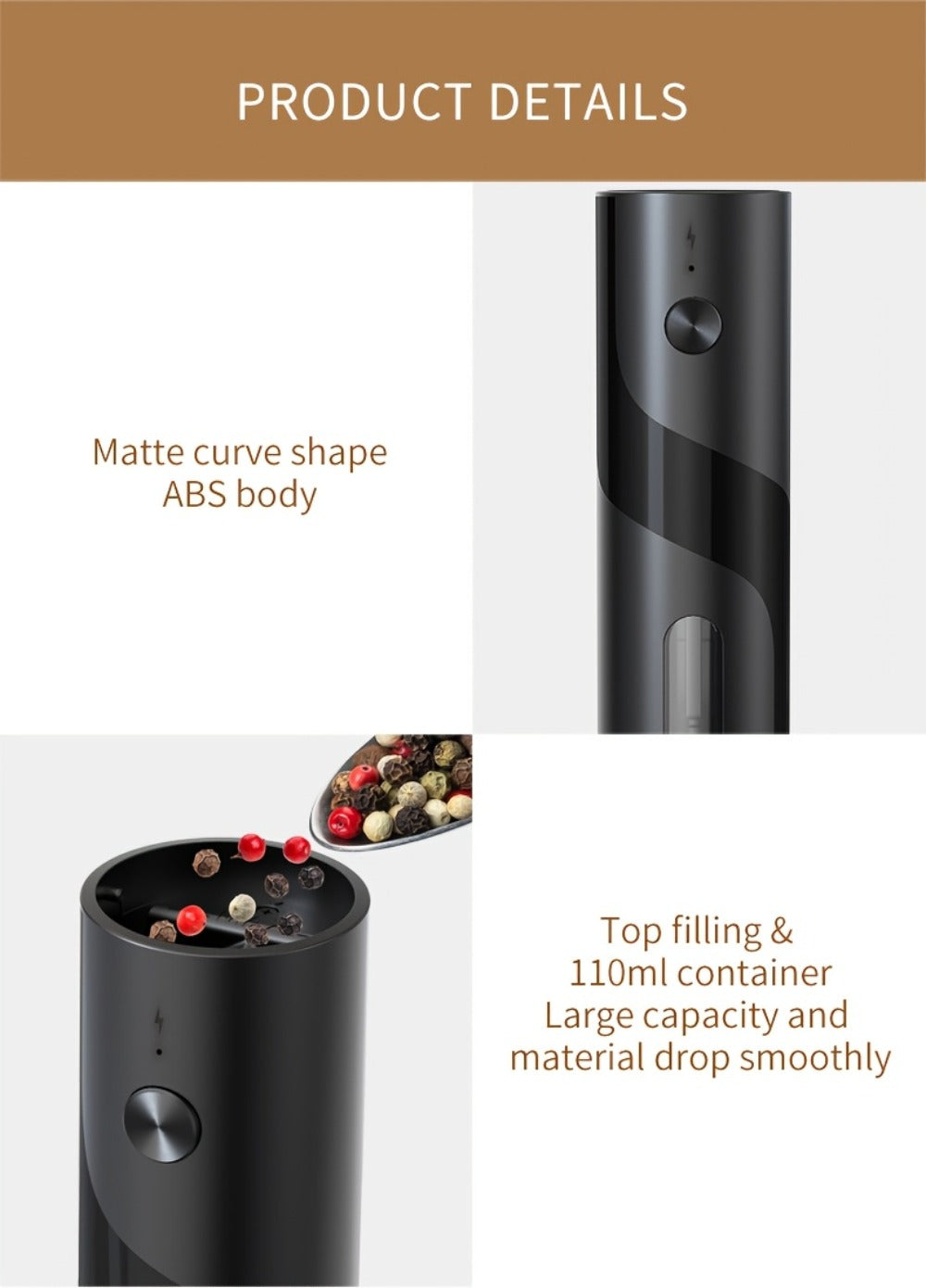 Electric Salt and Pepper Grinder Set – Rechargeable Automatic Mills with LED Light, Adjustable Coarseness & 3.72oz Capacity for Home Kitchen, BBQ, Restaurant & Outdoor Entertaining - product image 28