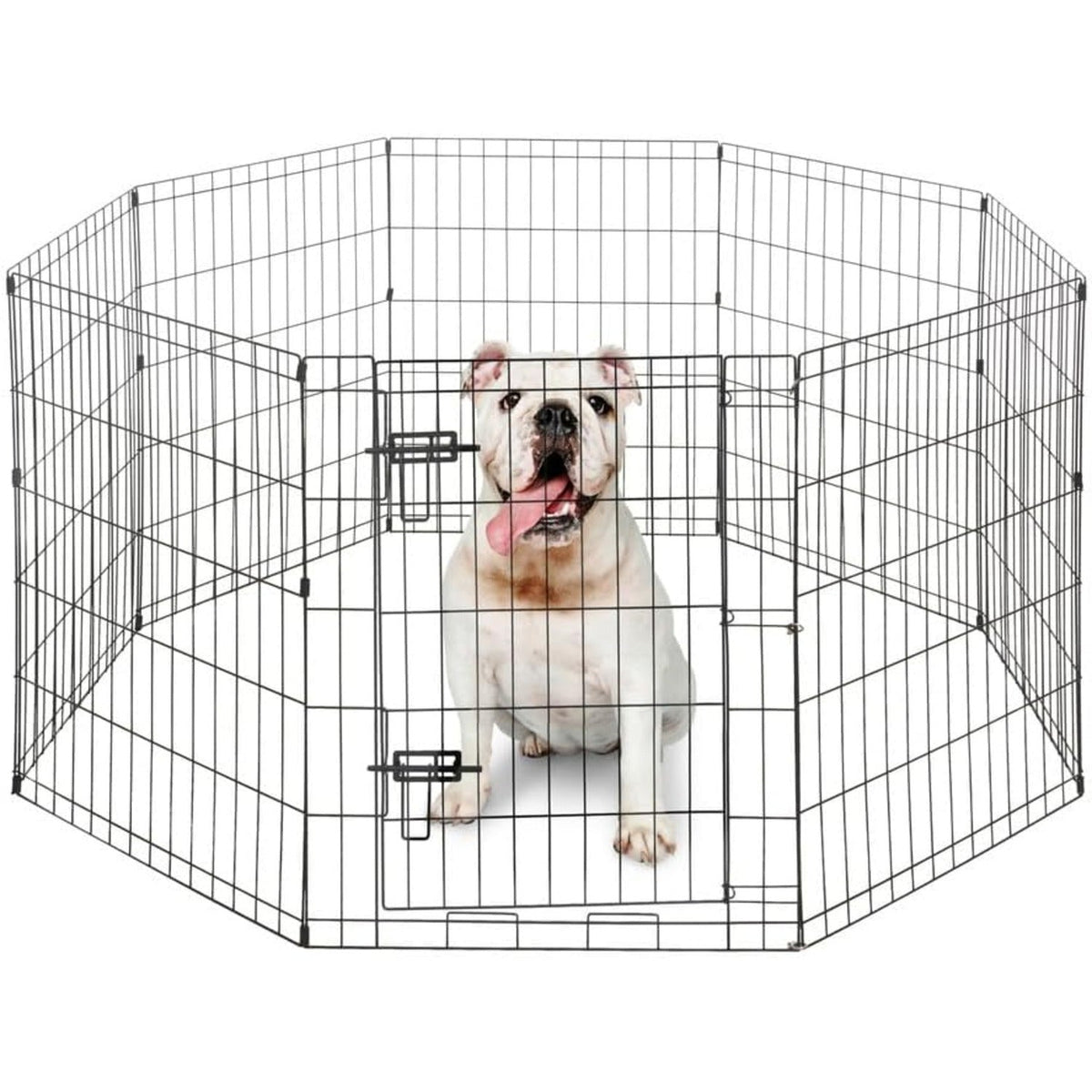 Dog Playpen 8 Panel Foldable Metal Pet Fence with Gate | Rugged Indoor Outdoor Exercise Pen for Small Dogs & Animals | 24 Inch | Multiple Configurations - product image 6