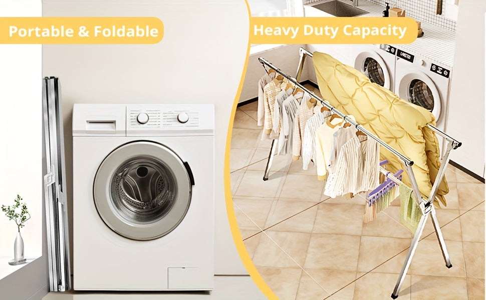 Clothes Drying Rack 63" and 78.7" Two Types, Retractable Length and Folding Outdoor Indoor Use Durable Metal Drying Rack, Drying Rack Clothing Collapsible - product image 15