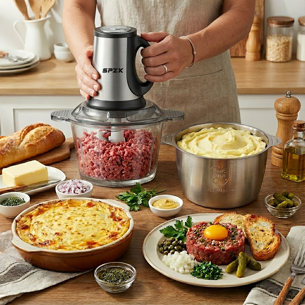 Electric Food Chopper with 2 Bowls & 2 Blades – Multi-Function Food Processor, Meat Grinder & Vegetable Chopper for Meats, Salads, Nuts, Garlic & More - product image 5
