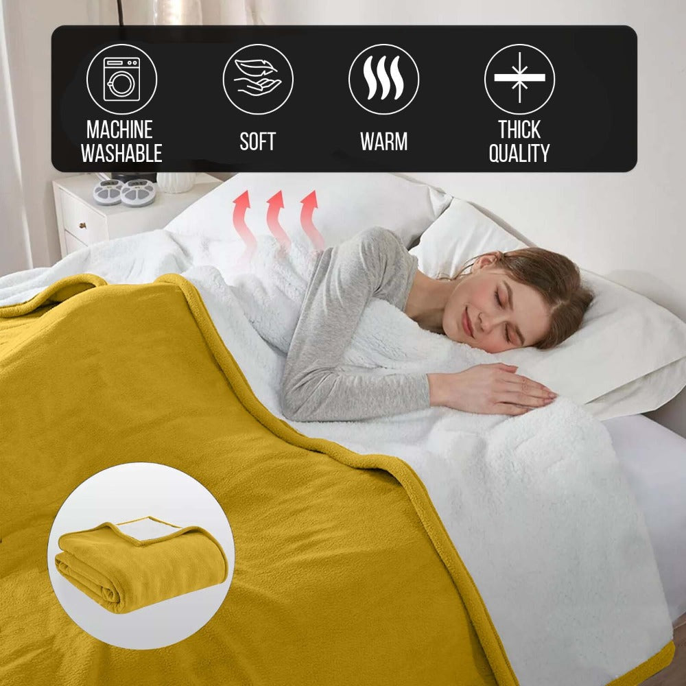 480GSM Sherpa Fleece Blanket – Double-Sided Heavy Warm Throw for Couch, Bed & Travel, Reversible All Season, 13 Colors, 3 Sizes - product image 32