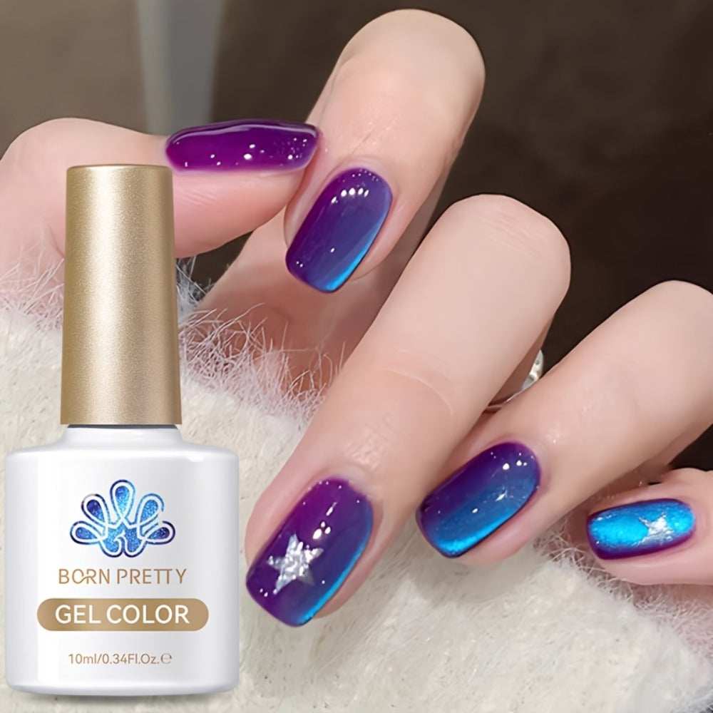 Cat Eye Magnetic Gel Nail Polish 10ml - Blueberry Glitter Purple Blue Glass Bead Sparkling Effect, UV LED Semi-Permanent Gel Varnish with Magnetic Stick, DIY Salon Nail Art - product image 9