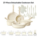 Nonstick Cookware Set 23 & 27 Piece with Removable Handles – Induction Oven Dishwasher Safe Pots and Pans | Non-Toxic Frying Pans Saucepans Space-Saving Kitchen Cooking Set in Beig - product image 11