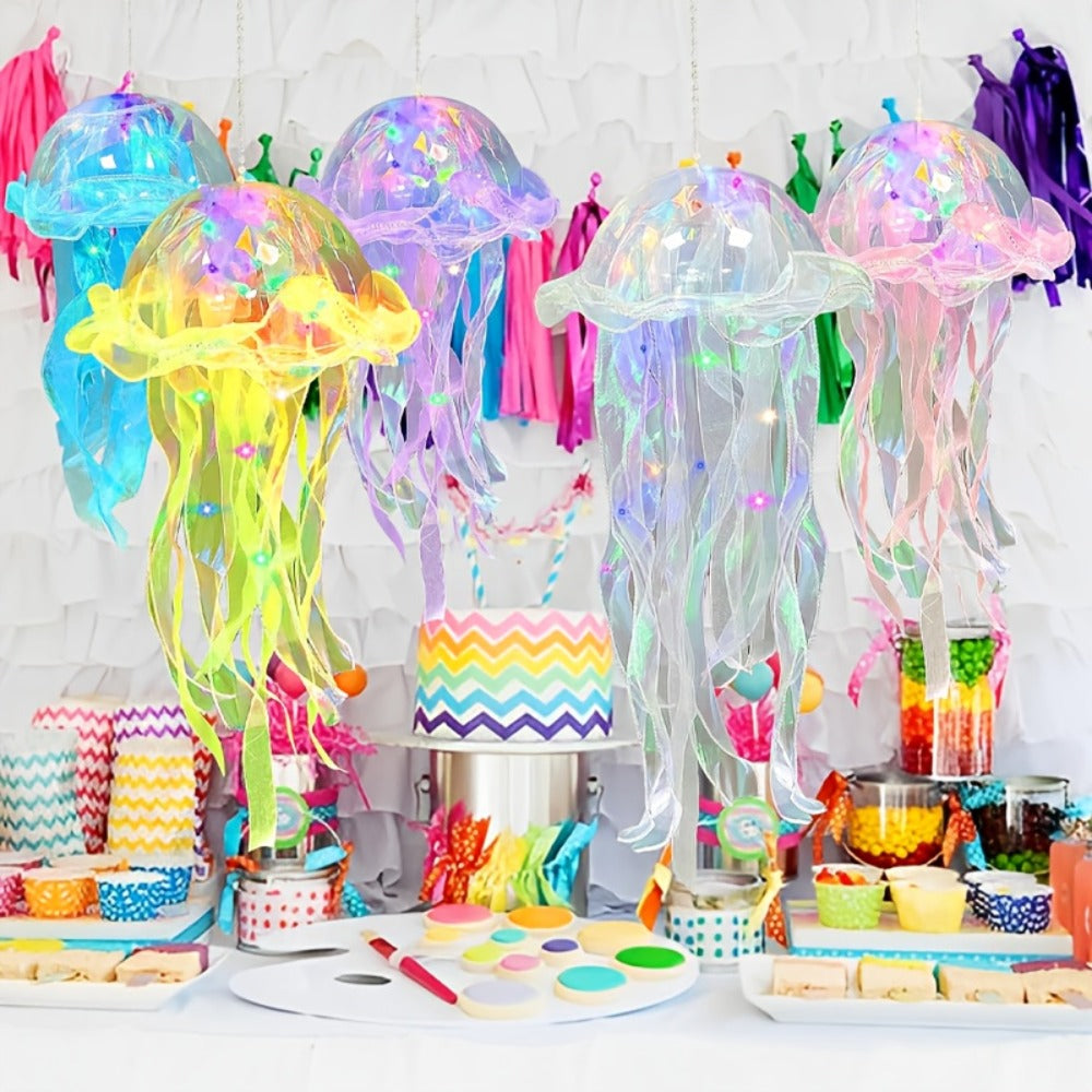 Jellyfish Lantern Party Decorations 5 Pack – Colorful Translucent Ribbon Hanging Lights for Halloween Christmas Wedding Birthday, Indoor Outdoor Festive Event Decor (Crystal Ribbon - product image 4