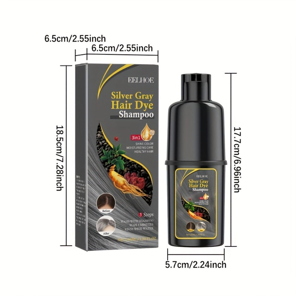 Silver Gray Hair Color Shampoo 2-Pack 3.38oz Each – Natural Herbal Moisturizing & Nourishing Formula, Easy No-Mix Silver Coverage, Long-Lasting Results for Gray & White Hair, Men & - product image 7