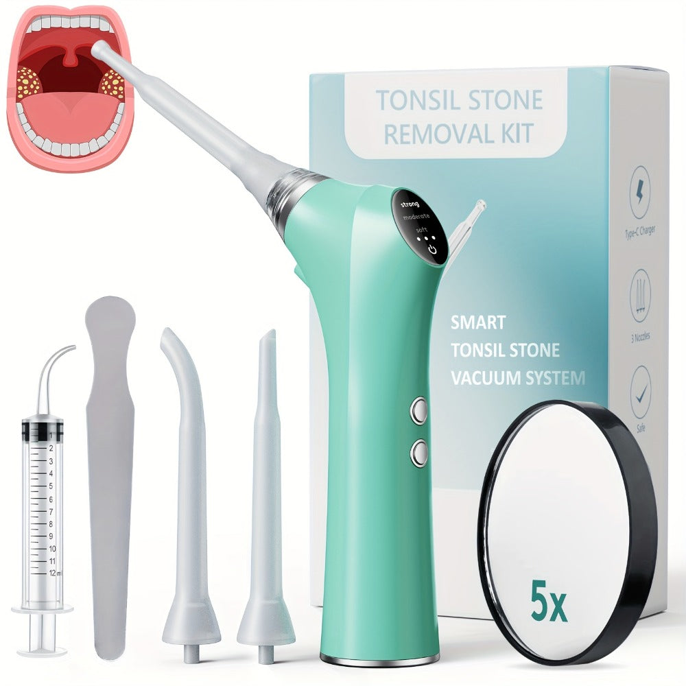 Tonsil Stone Remover Electric Vacuum Kit with LED Light – 3 Suction Modes 5X Magnifying Mirror Oral Irrigator Safe Gentle Tonsillolith Removal Tool for Adults at Home Use Rechargea - product image 2