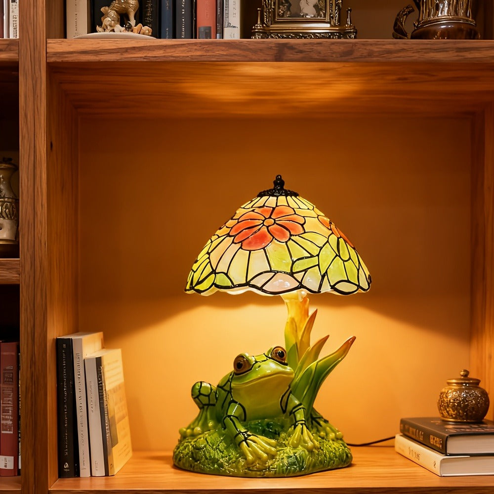 3D Frog Table Lamp Floral Painted Flower Night Light Warm Ambiance Home Decor Bedside Office Desk Study Decor Wedding Birthday Holiday Gift Cute Room Decor - product image 2