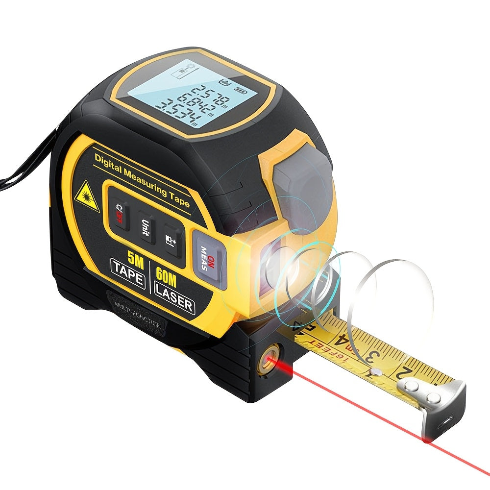 Laser Distance Meter 3-in-1 60M Laser Rangefinder with 5M Tape Measure Laser Cross Line Area Volume Pythagorean Measurement 20 Data Memory for Construction Housing Survey - product image 11