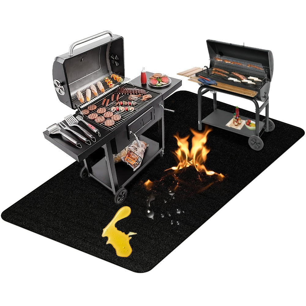 Grill Mat Fire Resistant BBQ Pad – Oversized Under Grill Mat 2000°F Heat Resistant, Waterproof Oil-Resistant Deck Protector for Outdoor Grilling, Fireplace & Fire Pit – 60x48, 72x3 - product image