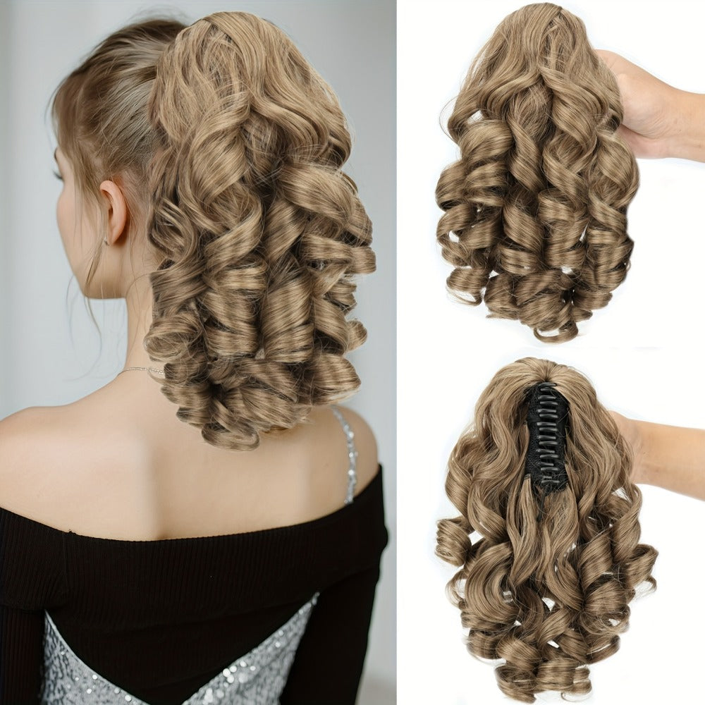 Clip In Ponytail Extension Curly Wave 14 Inch – No Glue Synthetic Hairpiece for Women | Instant Volume & Length | 4 Color Styles | Daily Wear Parties Weddings Gift - product image
