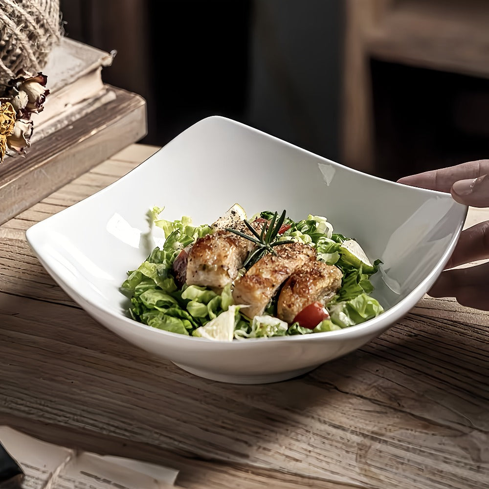 Salad Bowl and Plate Set 4/8/16 Piece – Reusable White PP Plastic Microwave Safe Stackable Lightweight Tableware for Picnic Outdoor Party Wedding Hotel Camping Dessert Cold Dish Se - product image 8