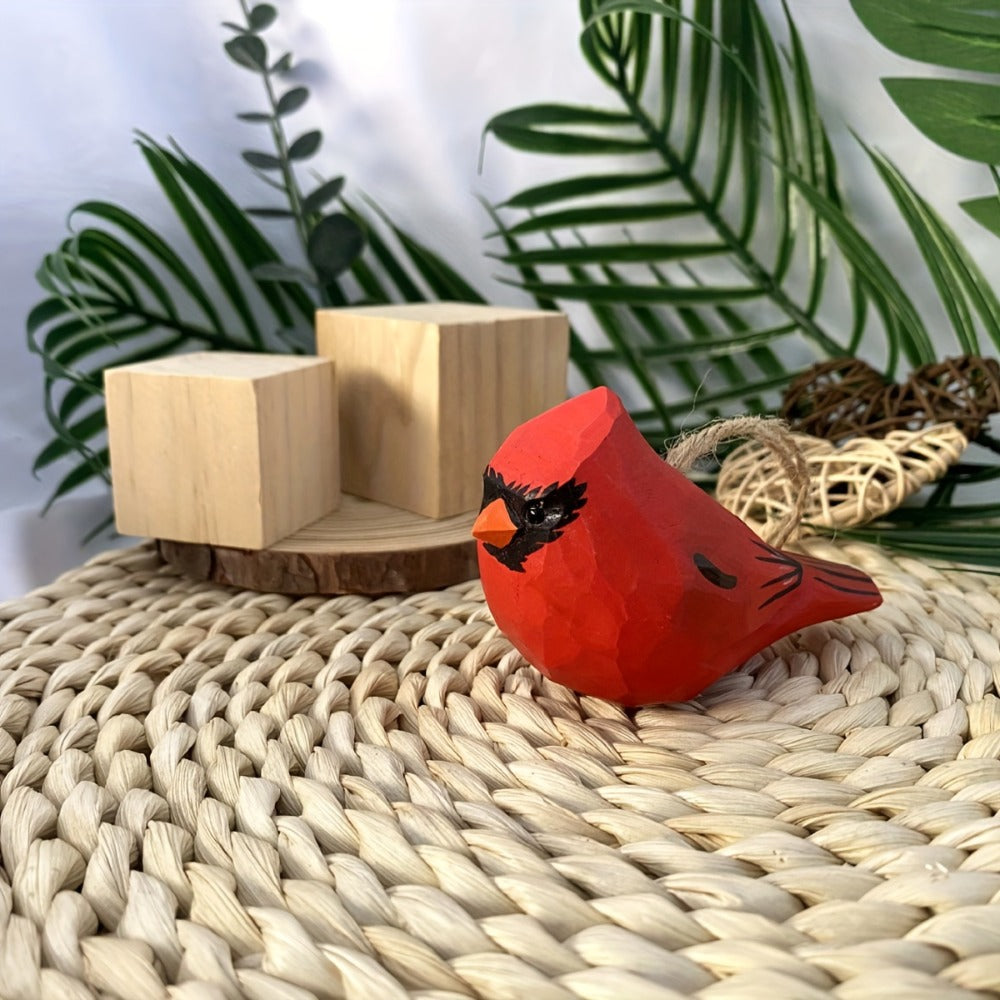 Cardinal Bird Statues Handmade Wood Carving 2pcs - Painted Decorative Bird Figurines for Home Decor Shelf Garden - Best Gift for Bird Lovers Birthday Christmas Family Friends - product image 9