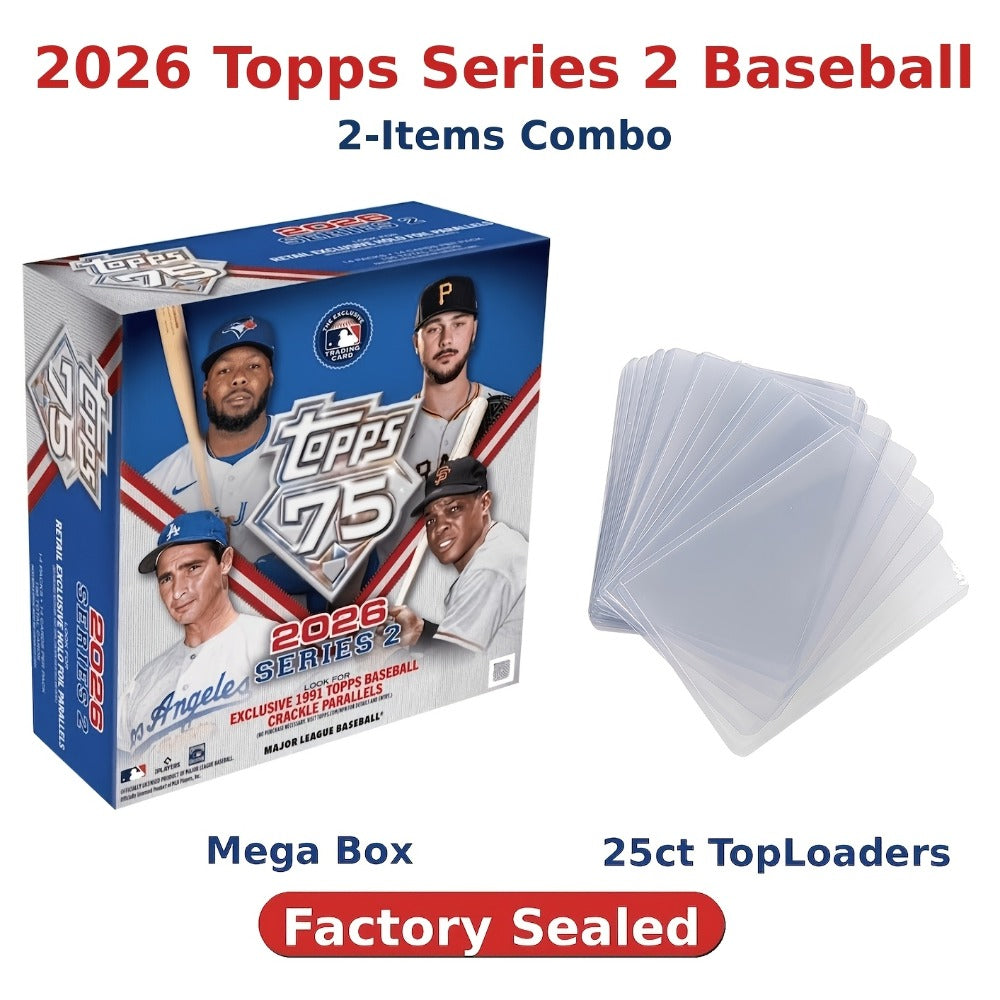 Factory Sealed 196 Cards Topps 75th Anniversary, Look for Autos Relics Parallels & Rookie Cards, Best Collector Gift for Baseball Fans Kids Adults – 2026 Topps Series 2 Baseball Mega Box