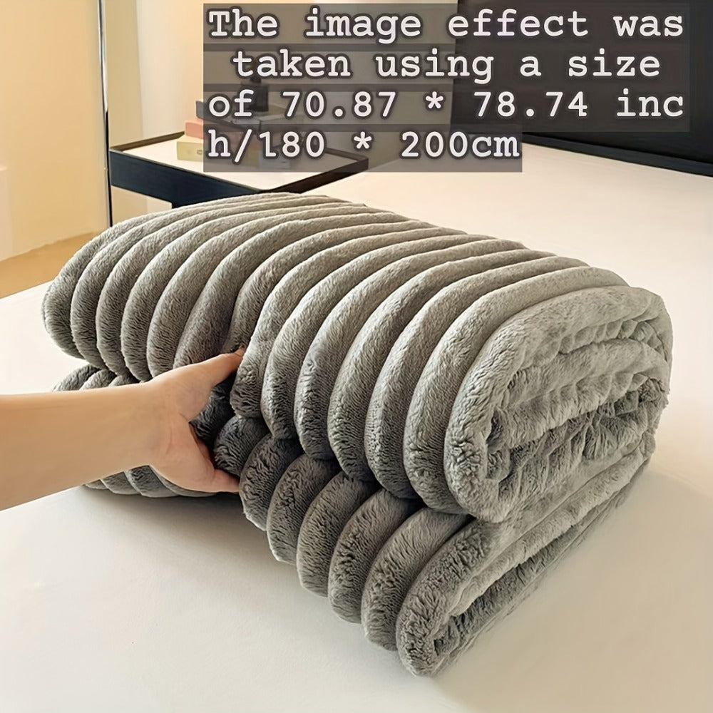 Plush Faux Fur Blanket – Imitation Rabbit Fur 300-350gsm Knit Throw for Sofa, Bed & Travel, All Season, 3 Colors, 2 Sizes - product image 18