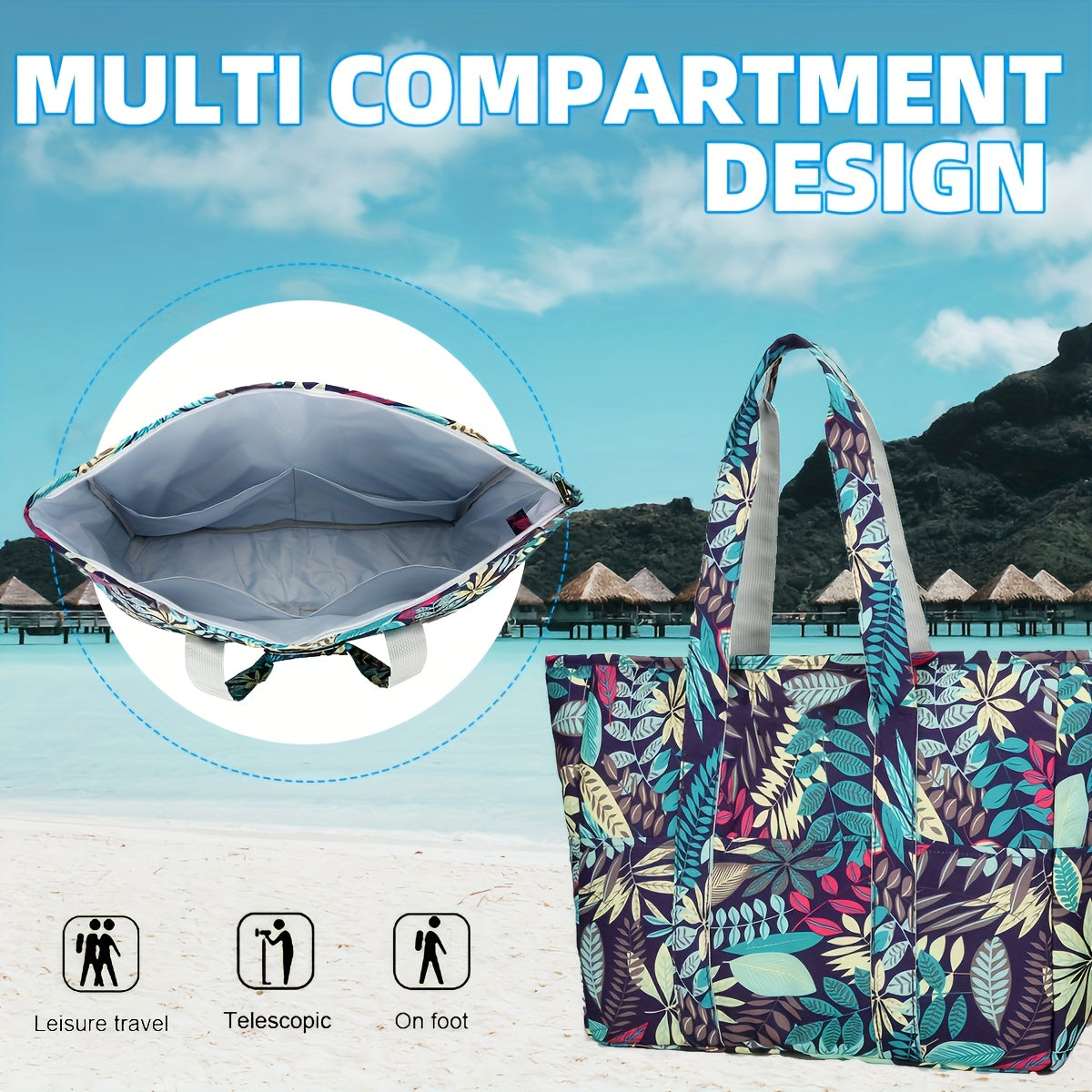 Sandproof Swim Pool Bag with Dry Wet Separated Pocket Lightweight Travel Utility Bag | Beach Tote Bag for Women - product image 5