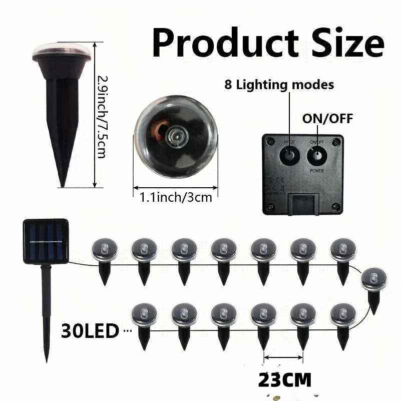30 Solar-powered LED Path Garden Lights, Multi-color Fairy Lights, IP44 Waterproof and Durable, Recessed Outdoor Patio Garden Lights, Suitable For Decorative - product image 4