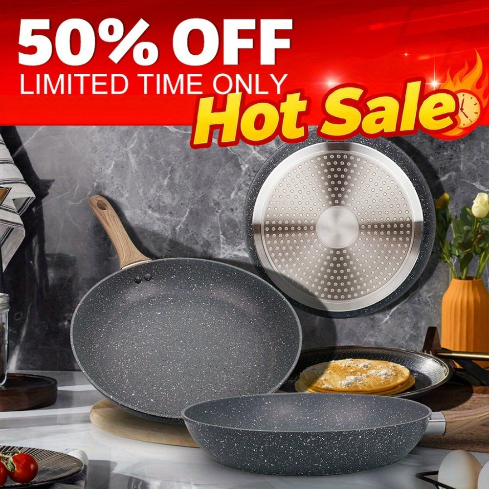 Non-Stick Frying Pan Set 3-Piece 7 9.5 11 Inch – Dishwasher Safe Skillet Set with Insulated Handle | Induction Compatible Home Kitchen Pans in Beige Grey & Black | Durable Even-Hea - product image 5