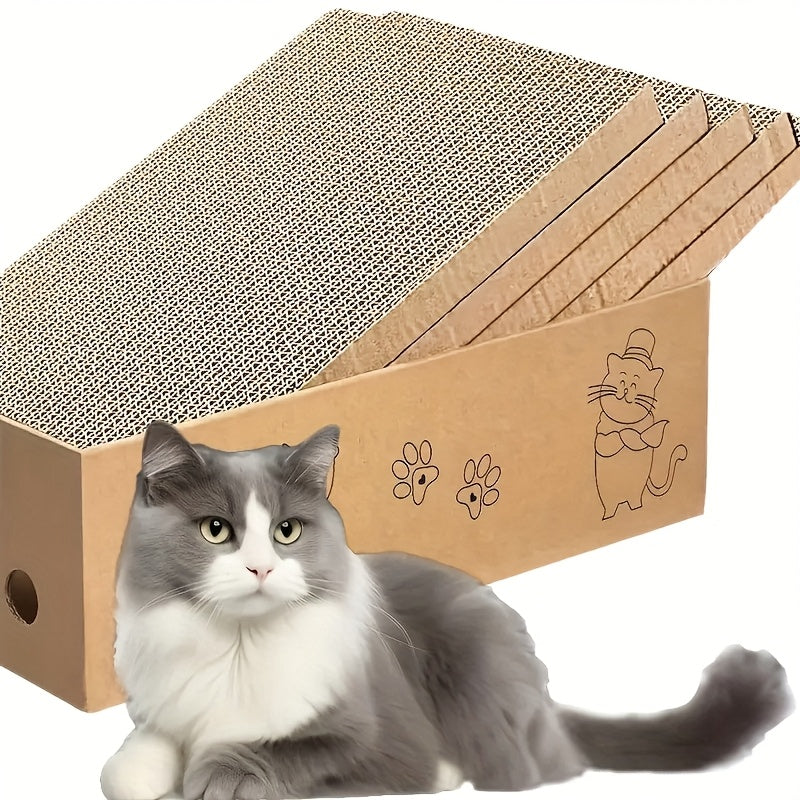 5-Layer Large Corrugated Cardboard Scratcher with Premium Texture, Replaceable Design for Indoor Cats & Kittens, Standard & Extra Large, Set of 5 – Cat - product image
