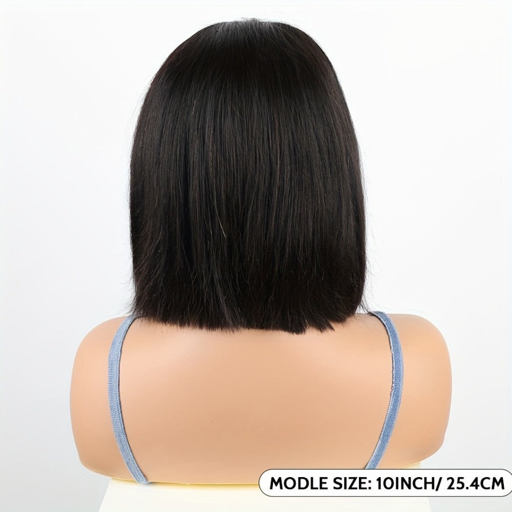 250% Density HD Lace Closure Wig Human Hair Straight Bob Glueless 4x4 Pre-Plucked Pre-Cut Natural Hairline Beginner Friendly 8-16 Inch Natural Black - product image 6