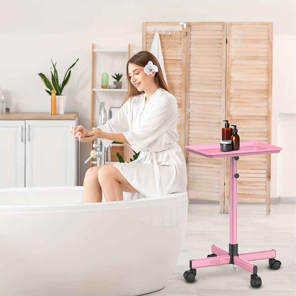 Salon Rolling Tray Cart with Wheels & Adjustable Height 30"-42" - Professional Trolley with Removable 18"x13" Tray, 360° Swivel Casters for Hair Stylist Tattoo Esthetician, Gold &  - product image 6