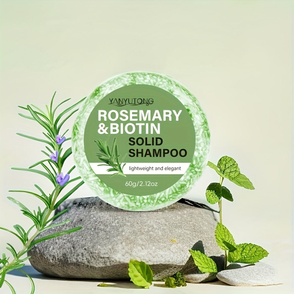 Rosemary Biotin Solid Shampoo Bar 3 Pack — Plant-Based Nourishing Mild Non-Irritating Formula for Sleek Smooth Hair, Scalp Care, Frizz Control, All Hair Types, Eco-Friendly, 60g Ea - product image 6