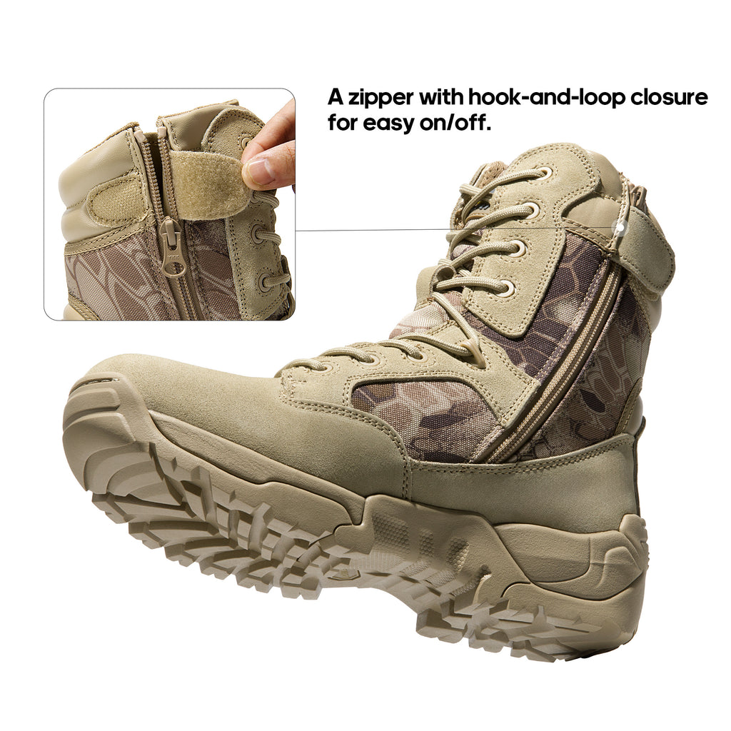 8 Men's Tactical Boot Waterproof Lightweight Comfortable Boots for Work Motorcycle Combat Boots Side Zipper Hiking Outdoor Climbing Activities All Day All - product image 24