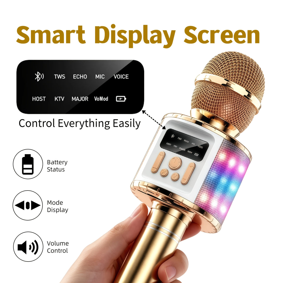 Wireless Karaoke Microphone Speaker with LED Lights and Fun Voice Changer - Portable Singing Mic, Perfect for Holiday Parties, Christmas Family Gatherings, New - product image 45