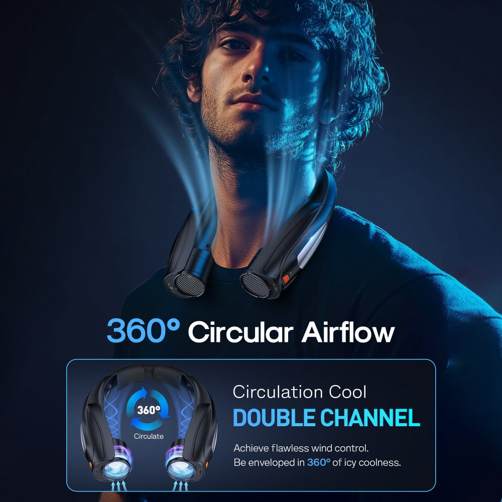 Neck Fan Wearable Bladeless Neckband Fan 3000mAh Dual Battery 6 to 20 Hours Battery Life Dual Wind Speeds Super Quiet Brushless Motor USB Charging Soft Silicone Strap for Work Trav - product image 9