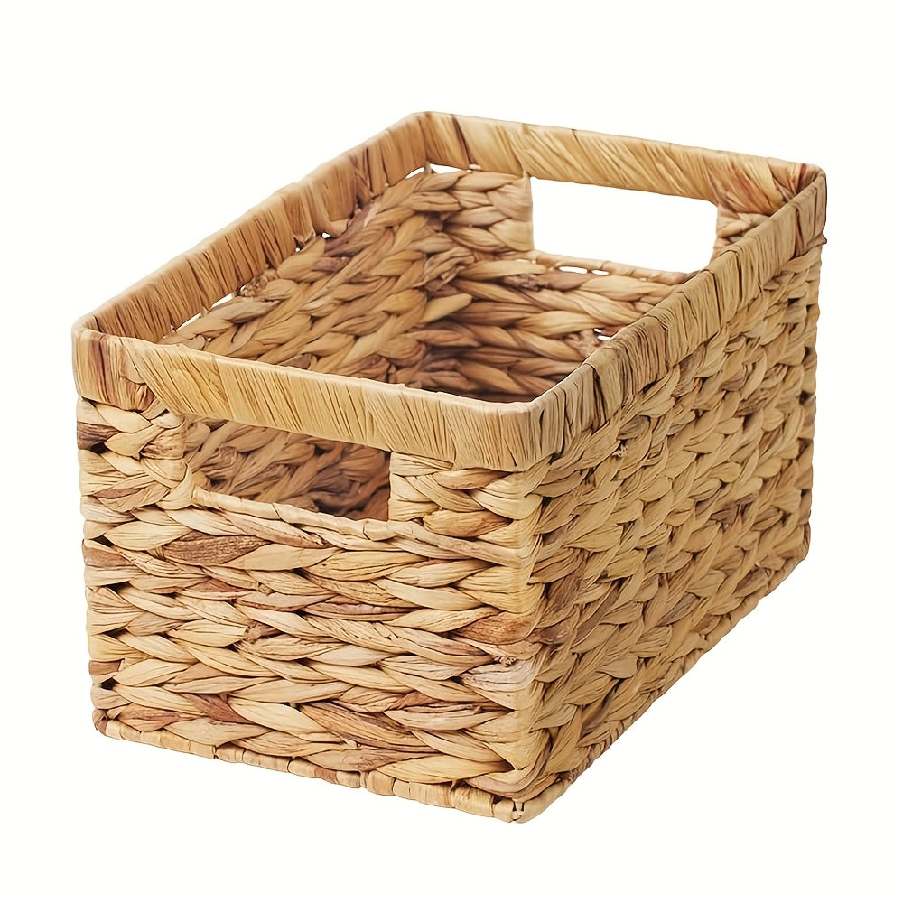 Wicker Storage Basket with Built-in Handle, Natural Rattan Boho Stackable Shelf Organizer Bin for Bathroom Bedroom Living Room Kitchen Closet Home Decor - product image 11