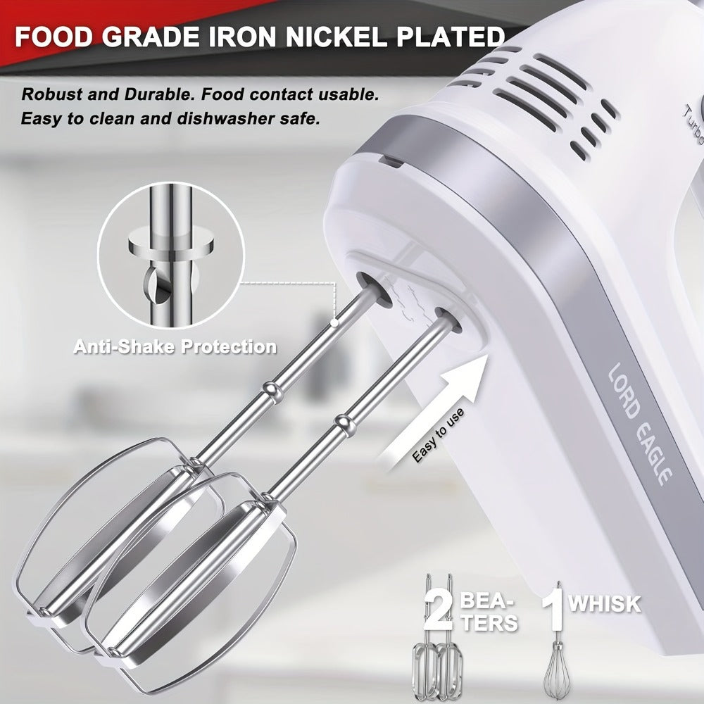 Hand Mixer Electric 300W with Stainless Steel Attachments & Storage Case - 5-Speed Control for Baking Cakes, Eggs & Whipping Cream, Compact Kitchen Handheld Mixer for Home Use - product image 6